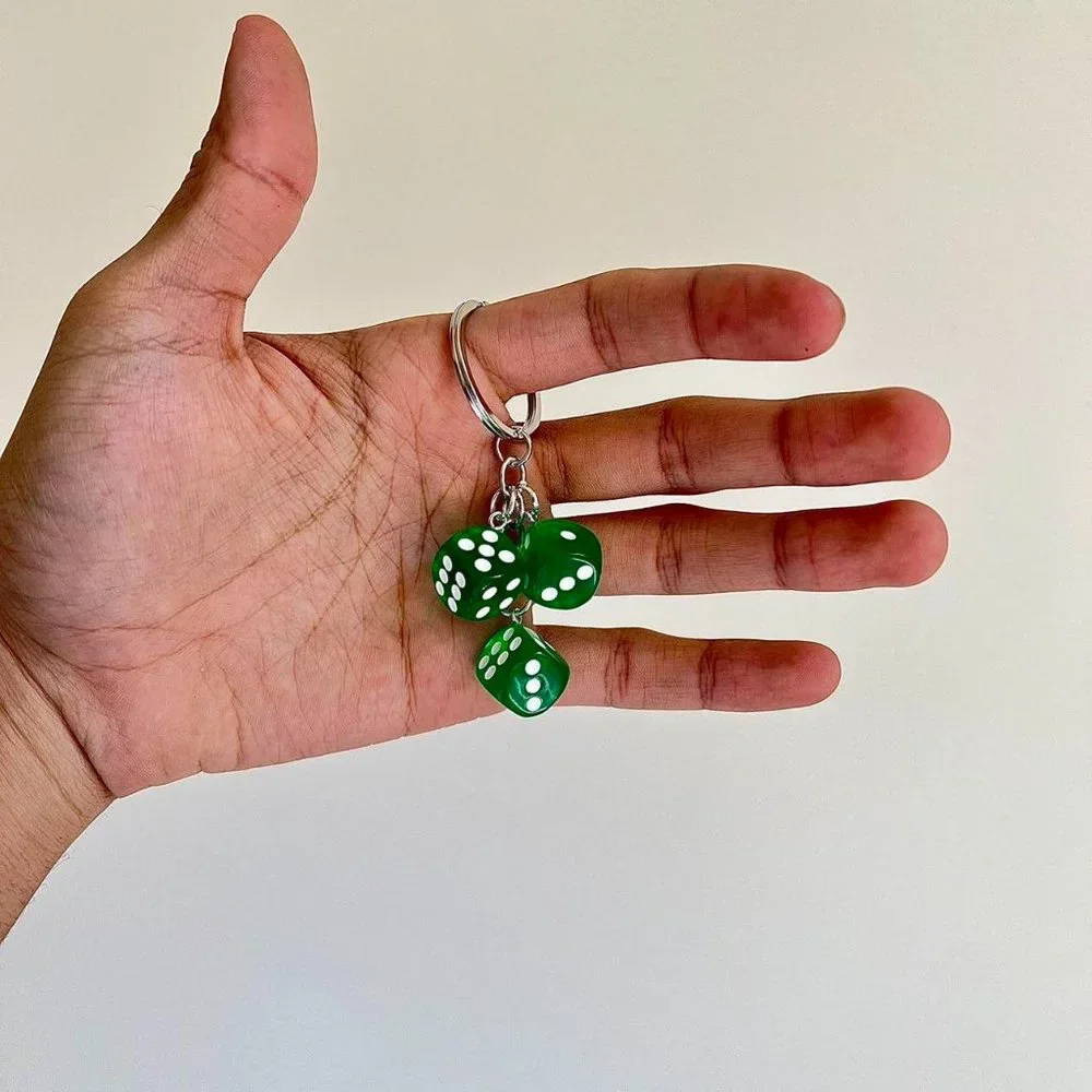 y2k 2000s green dice keyring for keychain